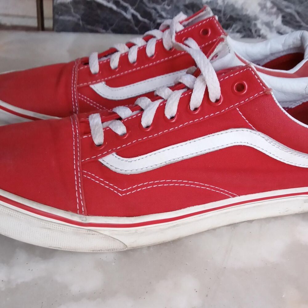 Vans Men's Red and White Trainers